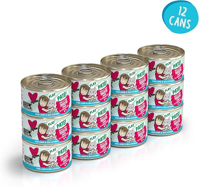 Weruva B.F.F. Play - Best Feline Friend Paté Lovers, Aw Yeah!, Duck & Tuna Trickster with Duck & Tuna, 2.8oz Can (Pack of 12)