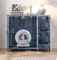Cat Litter Robot Enclosure, Enclosure for self-Cleaning Litter Boxes,Adjustable Shelf for Dog Proof and Storage,Charging Station,Locks Added for cat,Large Indoor Cat House,Blue