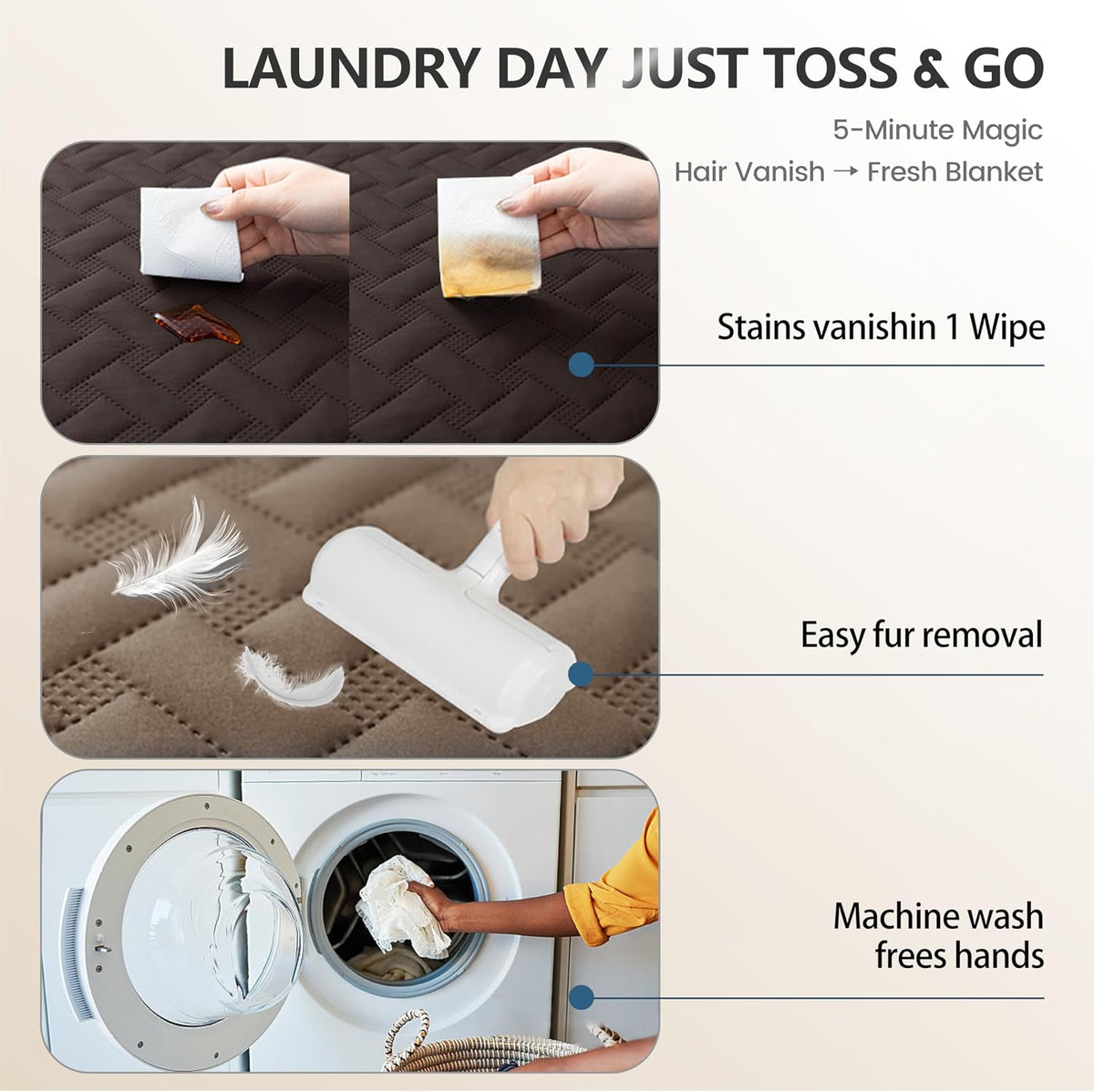 gogobunny 100% Double Sided Waterproof Dog Blanket Soft Pet Bed Cover - 82x102 Inch (Pack of 1) / Dark Coffee/Light Coffee - image 3