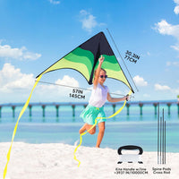 SYNCFUN large delta kite in gradient green with tail and 328 ft string - view 4