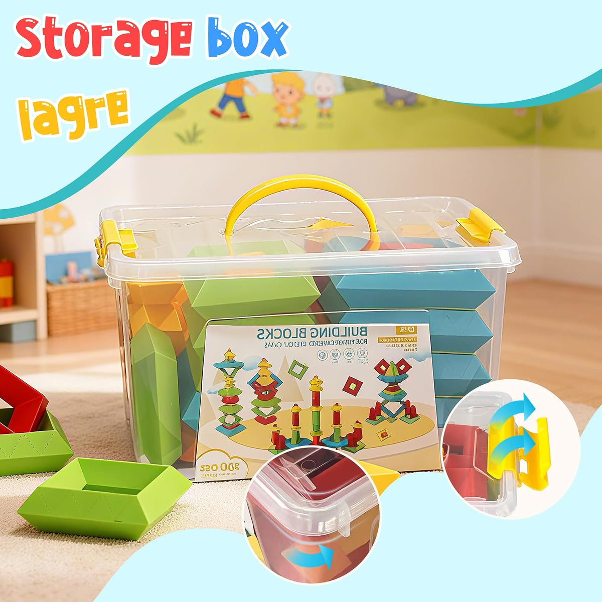 Ggiibro sorting stacking toys, 40 colorful pyramid blocks with storage box - view 11
