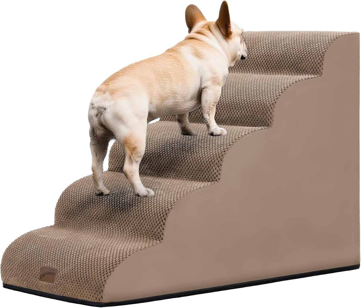 Dog Stairs for Small Dogs, 3-Step Pet Steps for Couch Sofa - Camel / 5 / 5-Step (33"D x 15.7"W x 22.6"H)