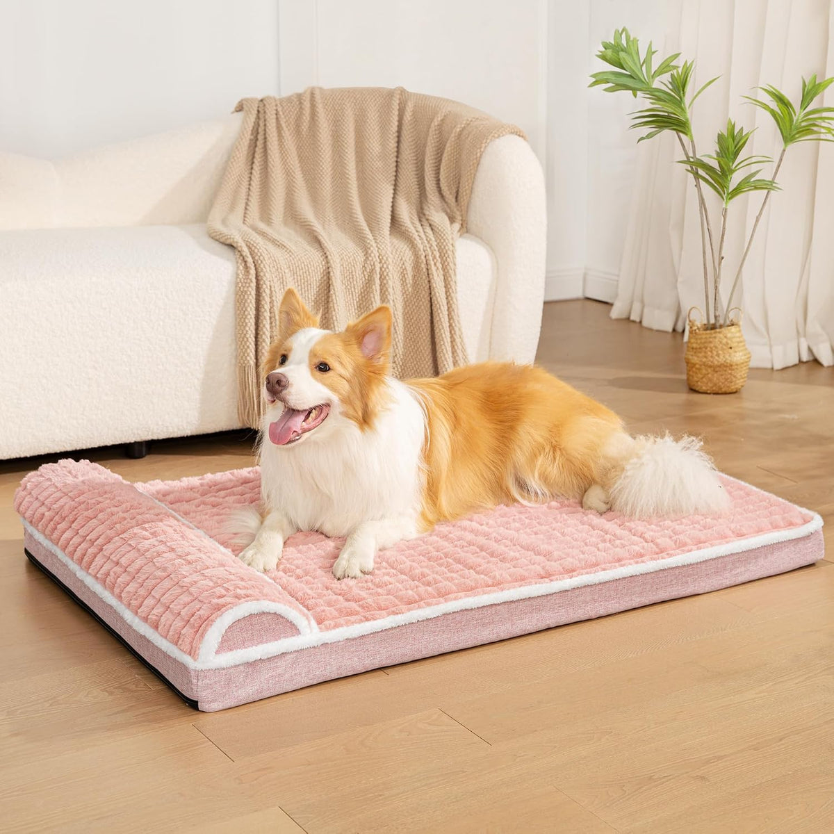 Orthopedic Large Dog Bed Pillow Pet Sofa Bed 36''X24'' Grey – Essentials for Dogs - Pink / 30"L x 20"W x 3.5"Th - image 2