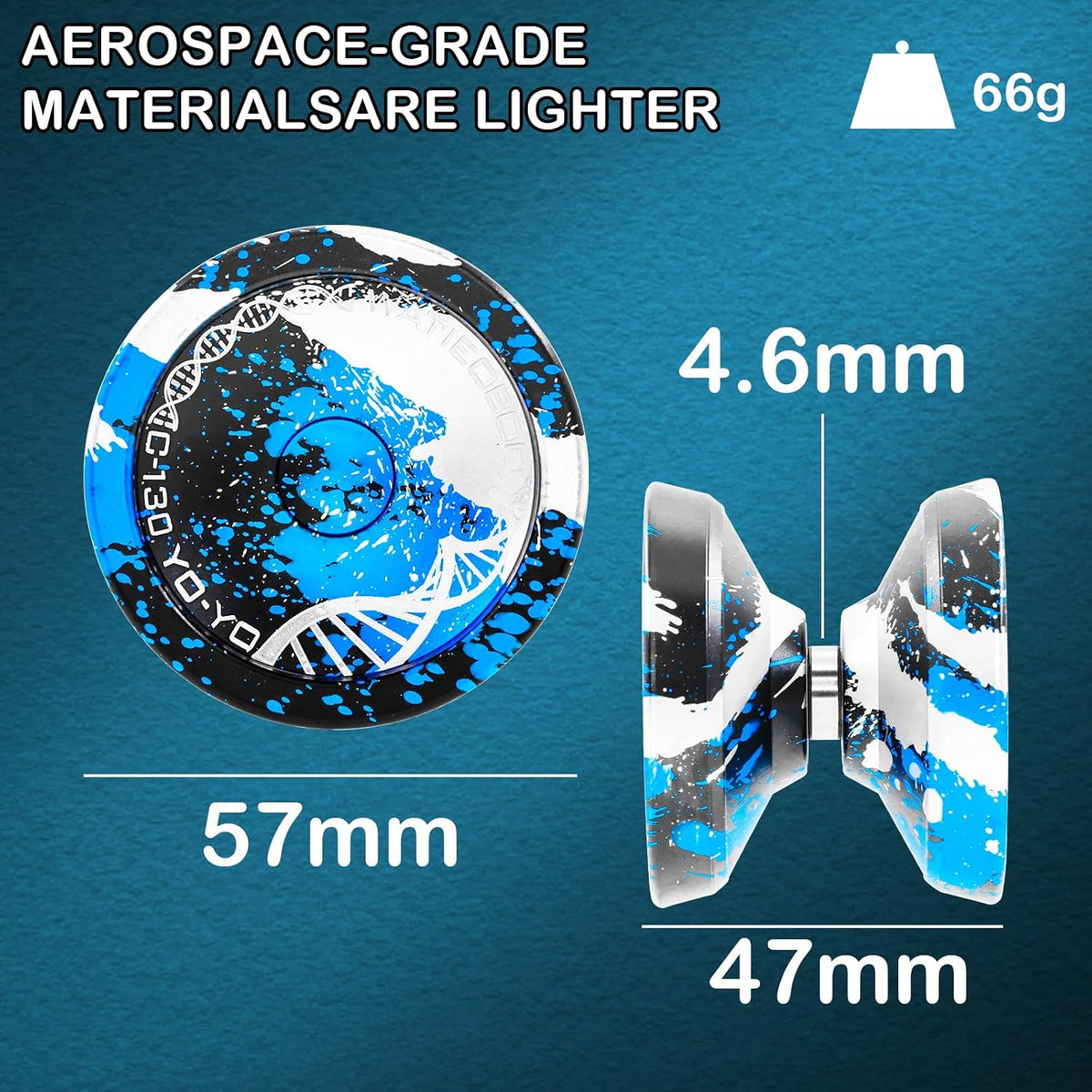 C130 YoYo Professional Responsive Yo yo Bearing for Kids Beginner - Black Blue Silver - image 3