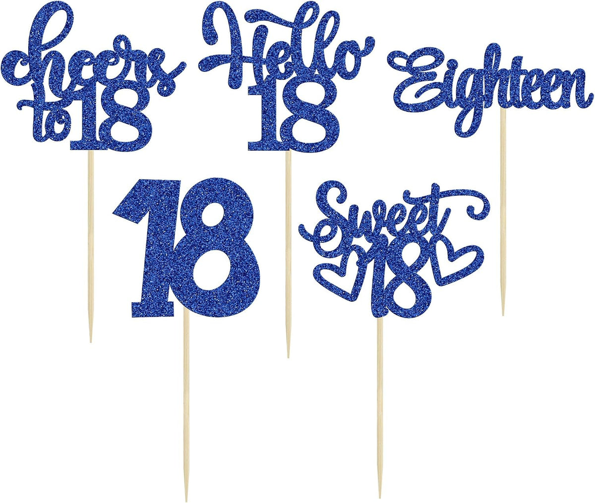 30pcs 16th Birthday Cupcake Toppers - 18th / Deep Blue - image 3