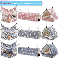 Abbylike 9 Pieces Rat Hammock 3 Tier Guinea Pig Ferret Hammocks Small - Navy,Grey,Pink, / Star - image 4