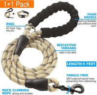 Ladoogo Reflective Dog Collar Padded with Soft Neoprene - Beige / Medium - image 2