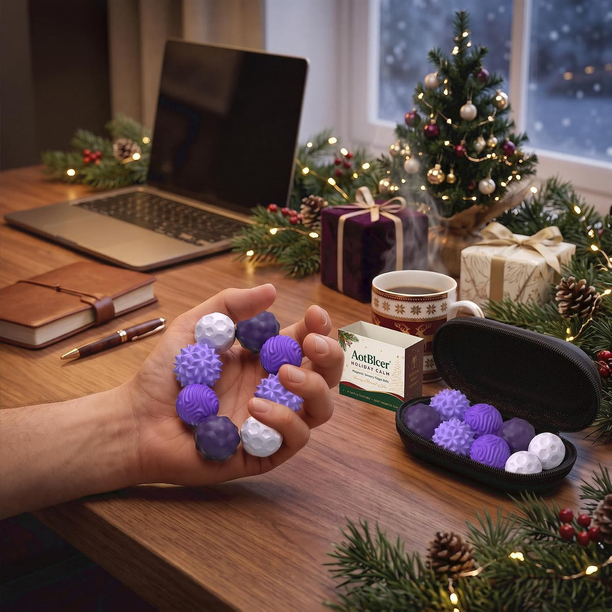 Magnetic Fidget Balls for Adults & Teens - Xmas-purple - image 4