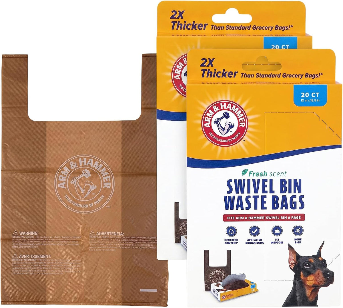Arm and Hammer Heavy Duty Dog Waste Bags, Swivel Bin Rake Refill - 1 Count (Pack of 40)