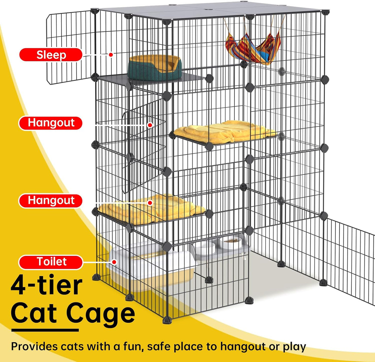 3-Tier Cat Cages Indoor Enclosure DIY Cat Playpen Catio Detachable - 31.5"L x 23.6"W x 47.2"H - image 3