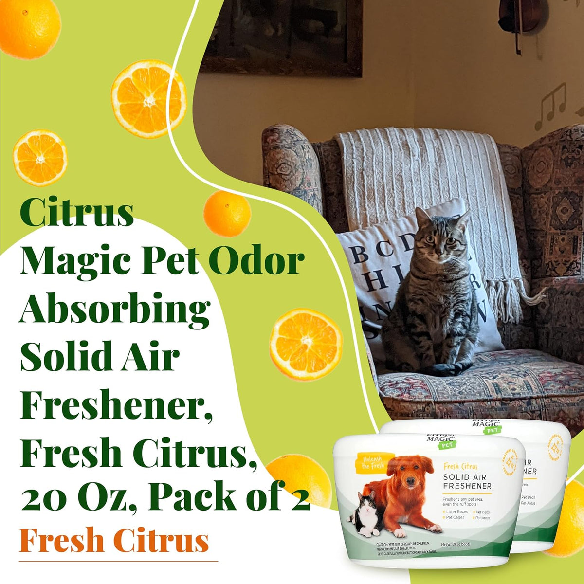 Citrus Magic Pet Solid Air Fresheners - Fresh Citrus / 20 Ounce (Pack of 2) / 20 Ounce (Pack of 2) - image 3