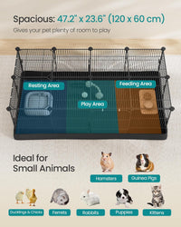 SONGMICS Pet Playpen with Floor, Small Animal Playpen – Essentials for Small Pets - Ink Black / 20 Panels - 48.4"L x 24.8"W x 16.3"H - image 3