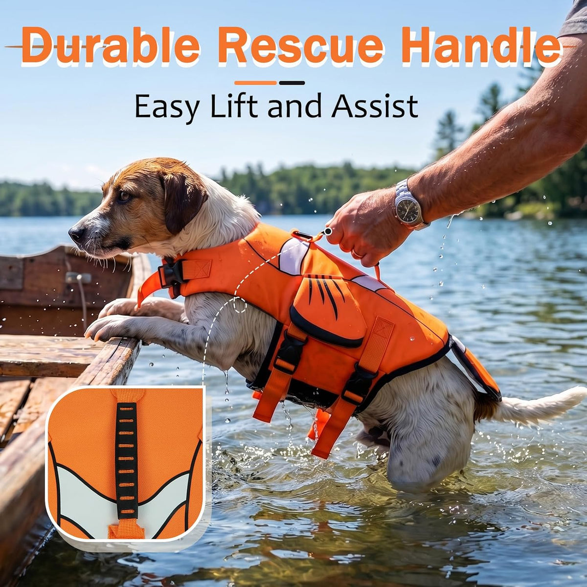 DENTRUN clownfish-shaped dog life jacket with rescue handle and bright colors - view 4