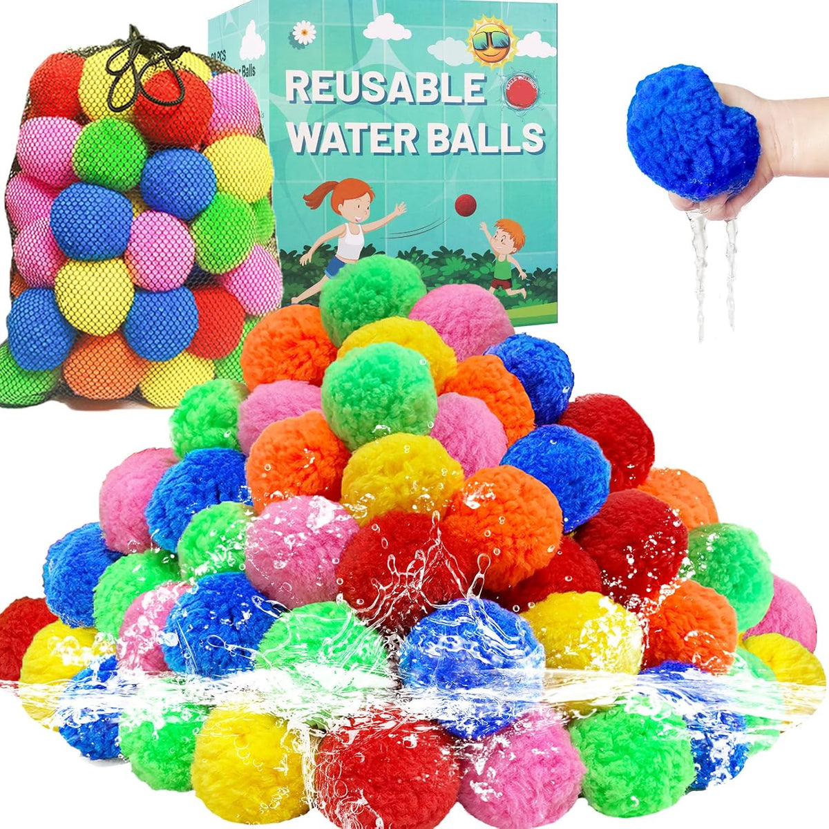 BEFANS 60 Pcs Reusable Water Balls - Multicolor 90
