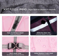 Dog Cold Weather Coats Reflective Dog Warm Jacket with Harness – Essentials for Dogs - Pink / XS(chest:14in) - image 3