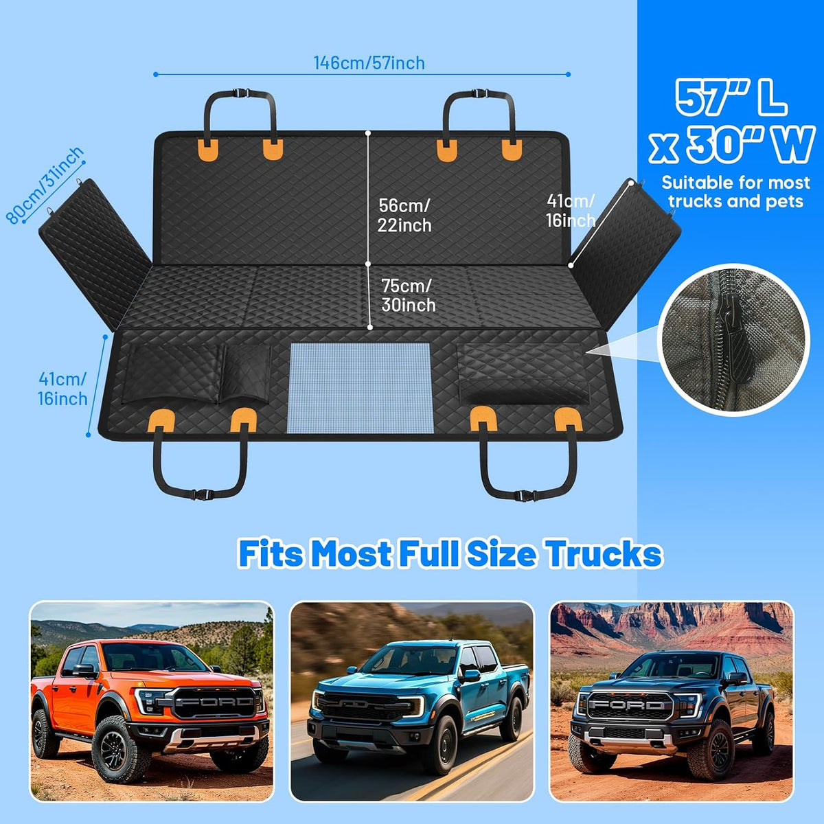 Dog Car Seat Cover for Back Seat - Jet Black / XL-For Full-size Trucks - image 4