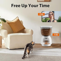 5L Automatic Cat Feeder, Timed Cat Food Dispenser, Automatic Pet Feeders Up to 6 Meal 1-20 Portion, Dual Power Supply Cats Feeder, Pet Dry Food Dispenser for Cats and Small Dogs