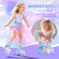 NEMONE Mermaid Adjustable Light up Roller Skates for Girls Boys – Fun for Kids & Family - A- Ocean Mermaid / Small - Little Kid - image 4