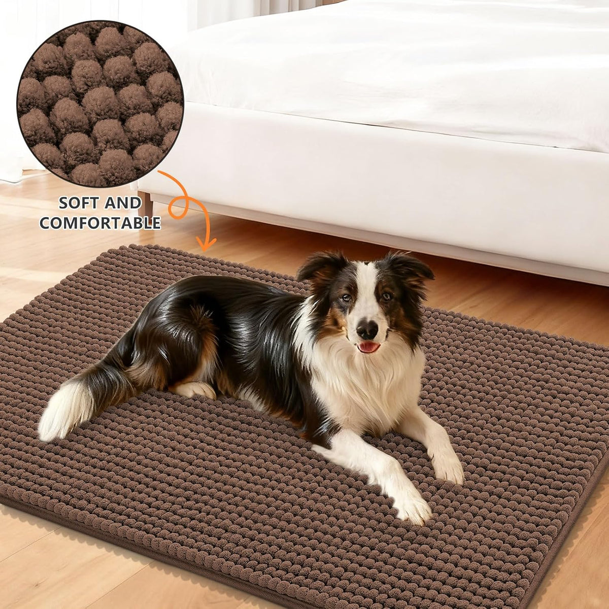 Smiry Dog Door Mat for Muddy Paws 30x20 - 40"X32" / Coffee - image 2