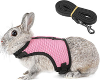 PETTOM Bunny Rabbit Guinea Pig Harness Stretchy Elastic Leash Cute - XL(Chest:12.5-15.7 in) / Pink