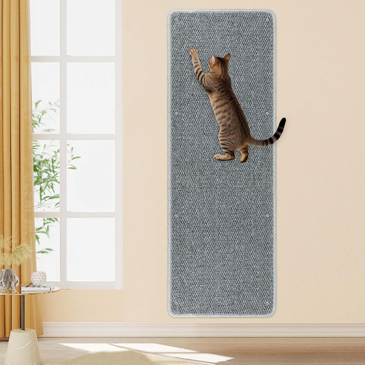 FHTONGE 71x15.8" Thickened Cat Wall Climbing Carpet with 16 Fixed - Highclass Grey / 39.4x15.8"(100x40cm)