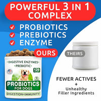 Bark&Spark Dog Probiotics & Digestive Enzymes (Gut Health) Allergy & Itchy Skin - Pet Diarrhea Gas Treatment Upset Stomach Relief, Digestion Health Prebiotic Supplement Large Dog Treats (240Ct Bacon)