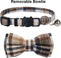 Fall Cat Collar with Bowtie - 7.5"- 10.5" / Light Brown - image 4