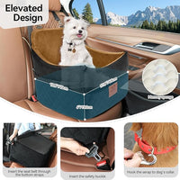 Dog Car Seat for Small/Medium Dogs, Dog Booster Car Seats with Thick Cushion for Dogs Under 35lbs, Detachable Washable Pet Car Seat with Storage Pockets, 2 Safety Belts(Black/Coffee)