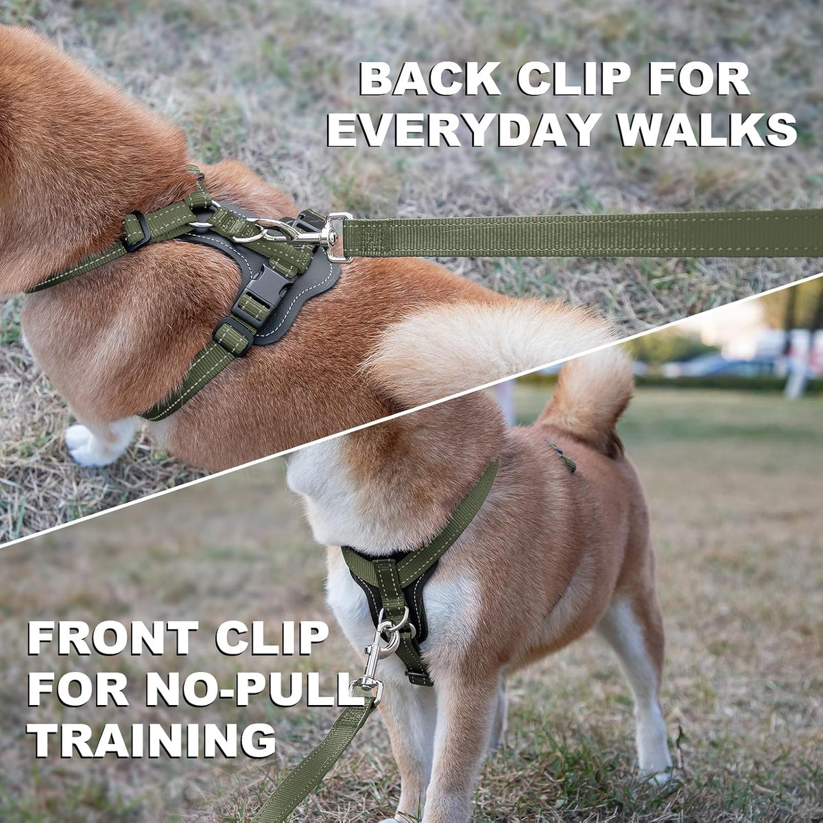 Plutus Pet No Pull Dog Harness with Leather Accents - S / Ranger Green - image 3