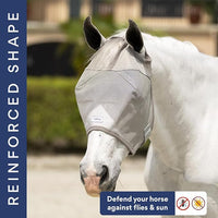 Horse Fly Mask Without Ears | 95% UV Eye Protection | Built-in Visor | Breathable, Lightweight Mask | Adjustable Fit for Horses Medium/Large Size