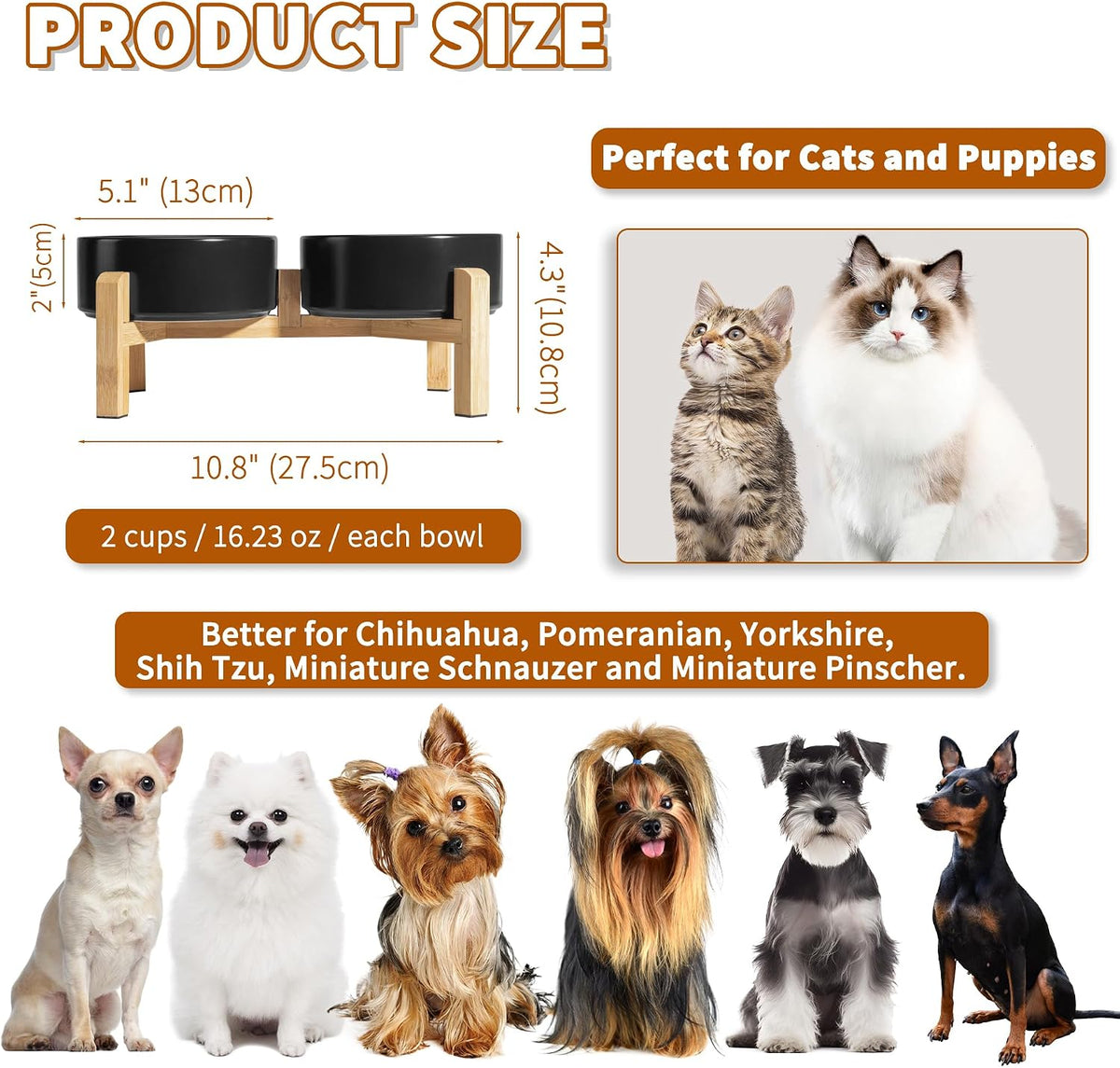 Elevated Ceramic Dog Bowl - Black / Small - image 2