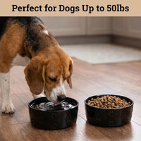 Ceramic Dog Bowl Set of 2 with Anti-Skid Base, 5.5"W x 2"H - Medium / Black - image 3
