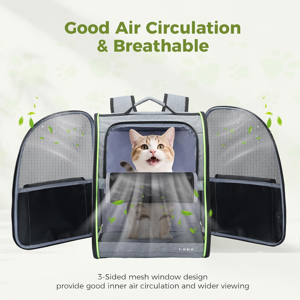 Lekereise Dog Carrier Backpack for Small Medium Dogs Cats up to 18 lbs - Gray / M-Mesh Window - image 3