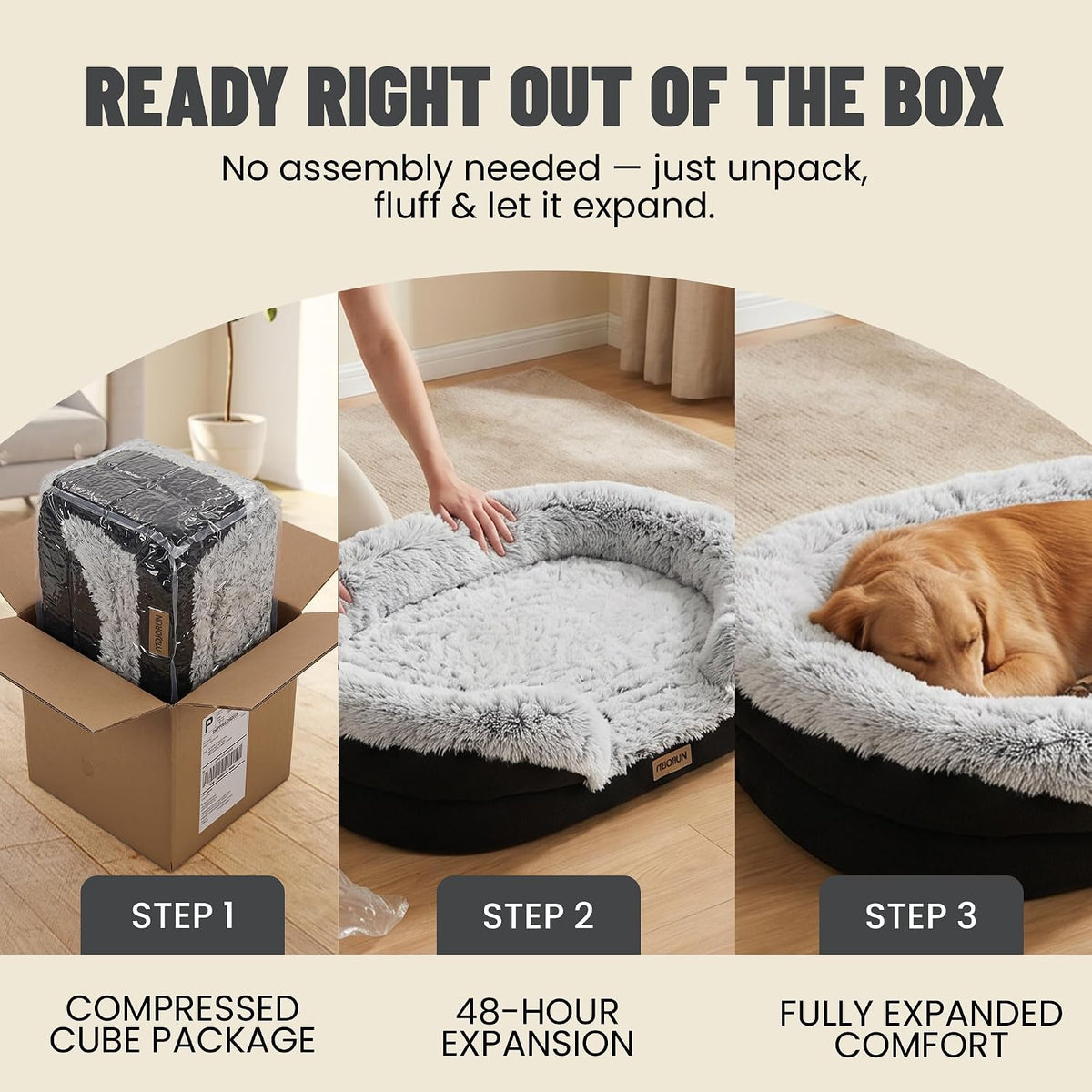 Miorun Fluffy Orthopedic Dog Beds Large Sized Dog - Gray / L(43", UP to 90lbs) - image 2