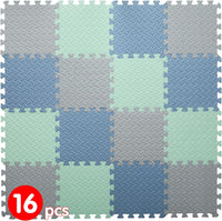 16 Tiles Foam Play Mat, Soft & Safe EVA Foam Mats for Floor - Gray/Bean Green/Gray Blue