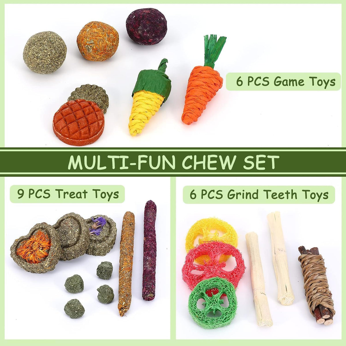 52Pcs Rabbit Chew Sticks, Guinea Pig Toys - 21Pack-small Set - image 4
