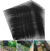 Adjustable Platic Grip Panel Aquarium Fish Tank Divider Filter Bottom - 8pcs 11.8X11.8Inch with 0.35Inch hole / Black