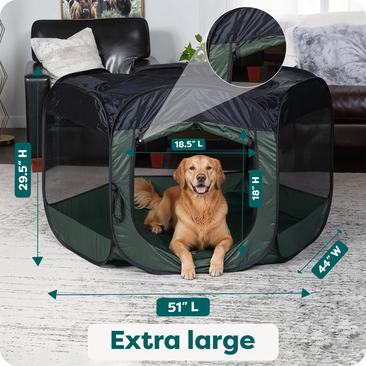 FurHaven Soft-Sided Dog & Cat Playpen - Hunter Green / Extra Large - image 3