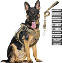 Tactical Dog Harness and Leash Set with 10 Patches for Large Dogs – Essentials for Dogs - X-Large / Brown