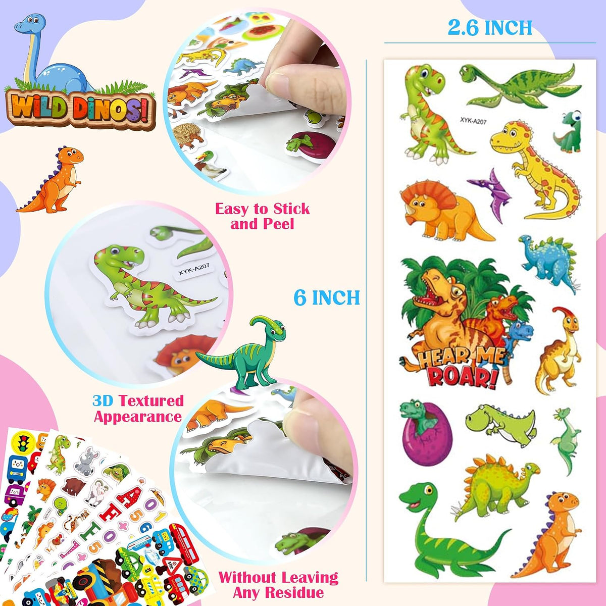 Stickers for Kids, Water Bottle Scrapbook Stickers for Toddlers - Puffy - image 2