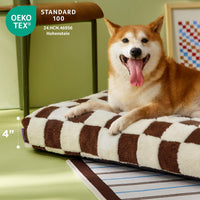 LE SURE Cute Aesthetic Dog Bed for Crate - 35.0"L x 22.0"W x 4.0"Th / Brown Checks - image 2