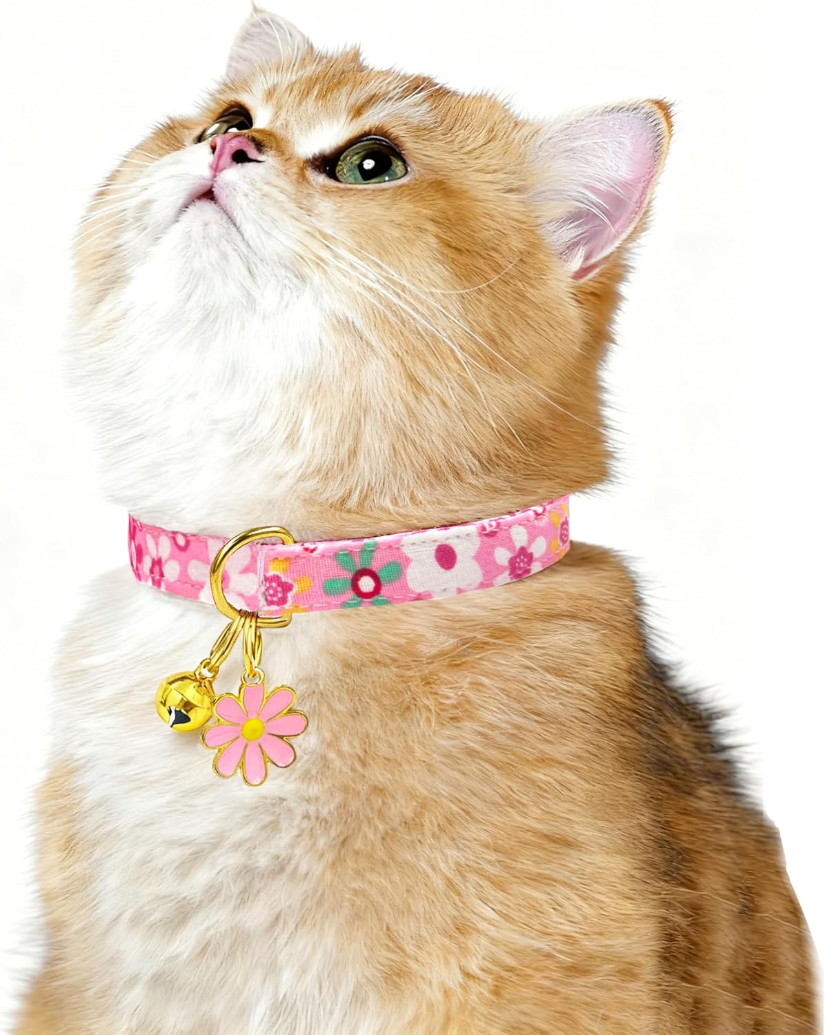 2 Pack Cotton Breakaway Cat Collars Set with Bell and Flower Pendant - flower+geometry - image 3