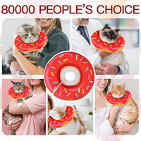 Cat Cone Collar Soft, Cute Cat Donut Collar After Surgery, Adjustable Kitten Recovery Cones to Stop Licking, Lightweight Neck Elizabethan Collars for Cats Kittens (Red, Large)