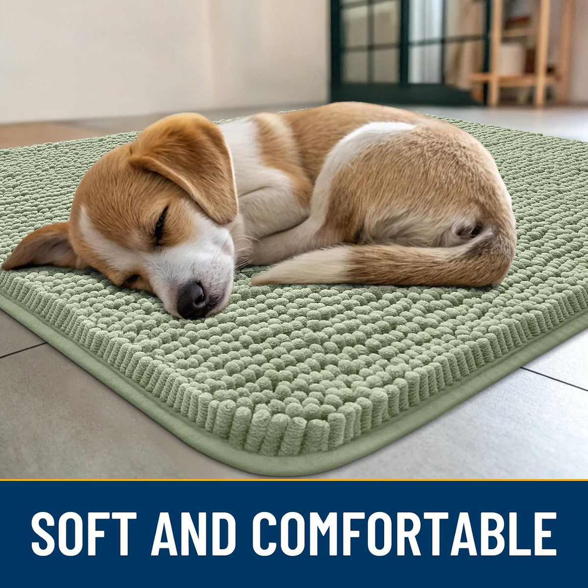 Smiry Dog Door Mat for Muddy Paws 30x20 - Classic Solid / Sage Green / 30"X20" - image 2