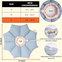 Puffy Crew Soft Cat Cone Collar, Adjustable Waterproof Recovery Collar, Lightweight Elizabethan e Collar for Cats of All Breeds (Blue, Large, Neck Circumference 7.8'' - 12.5'')