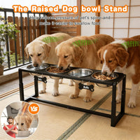 Elevated Dog Bowls, Metal Raised Dog Bowl Stand with 2 Thick 58oz Stainless Steel Food Bowls - Black-58oz x 4 / Height: 8.8-14" - image 2