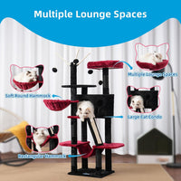 Hey-brother Cat Tree Tower with Padded Platform Bed, Hammock - 53 Inch / Black and Red - image 4