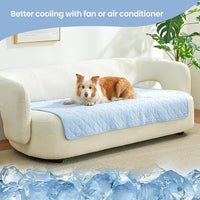 Cozy Bliss Leakproof Cooling Blanket for Large Dogs – Q-Max>0.4, Durable & Washable Dog Cooling Mat for Hot Weather, Soft Pet Throw & Couch Protector for Dogs & Cats, 40x60 Inch, Heather Cool Blue