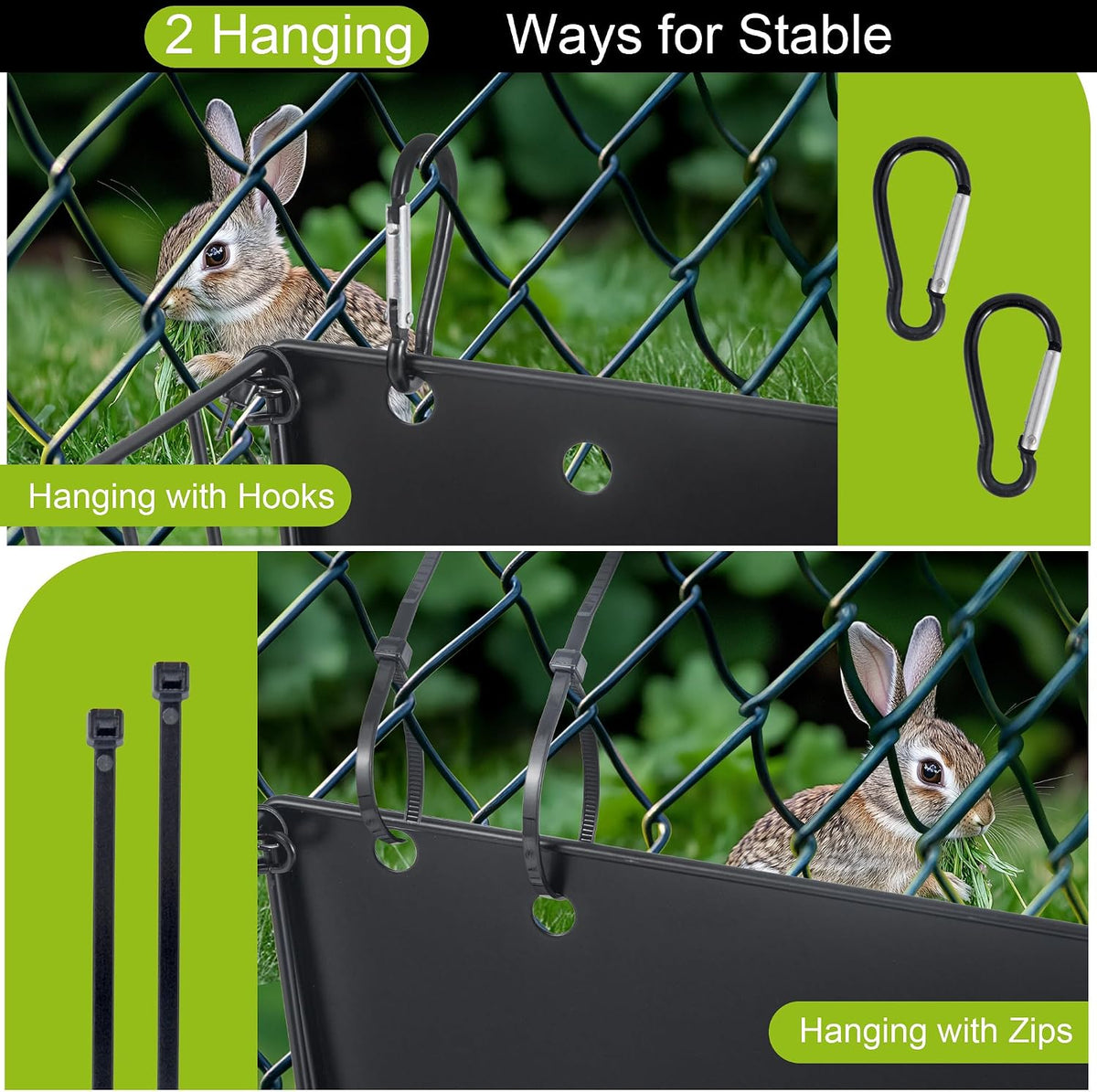 2PCS Rabbit Hay Feeder with Heavy-Duty Metal Frame Guinea Pig Hay - Black-1PCS - image 3
