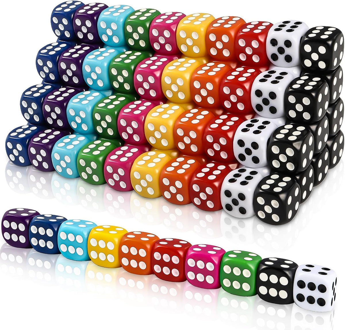 DIYDEC 100pcs 16mm Game Bulk Dice 10 Colors Acrylic 6 Sided Dice Set – Fun for Kids & Family